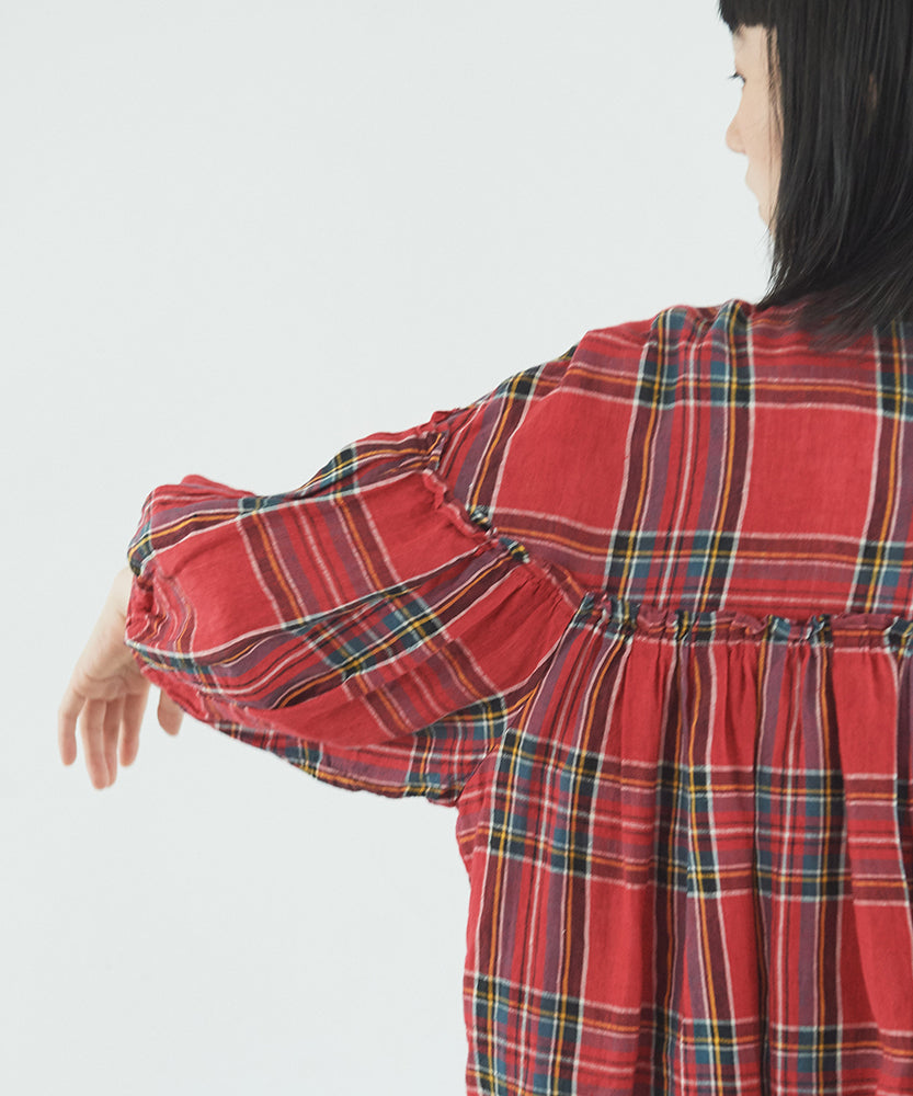 (sold)東炊きタータンチェック　バンドカラーBL