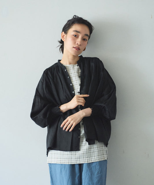 (sold)フレンチリネン　シャーリングブラウス/UNIVERSALTISSU/UT241BL045