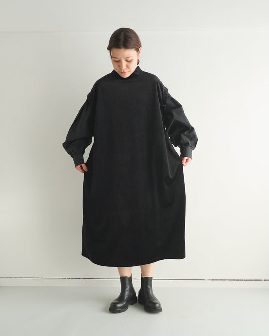 (sold)ベロアコンボギャザースリーブワンピース/US244CT012/universaltissu