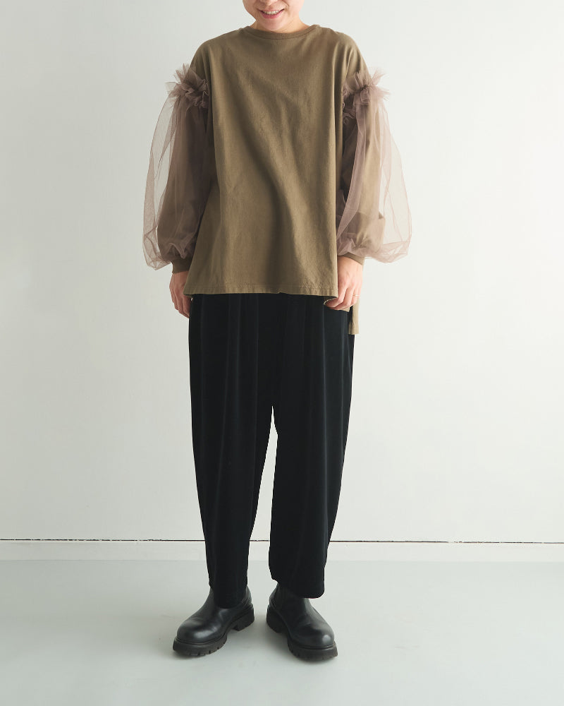 ベロア　イージーテーパードパンツ　/universaltissu/US244CT011