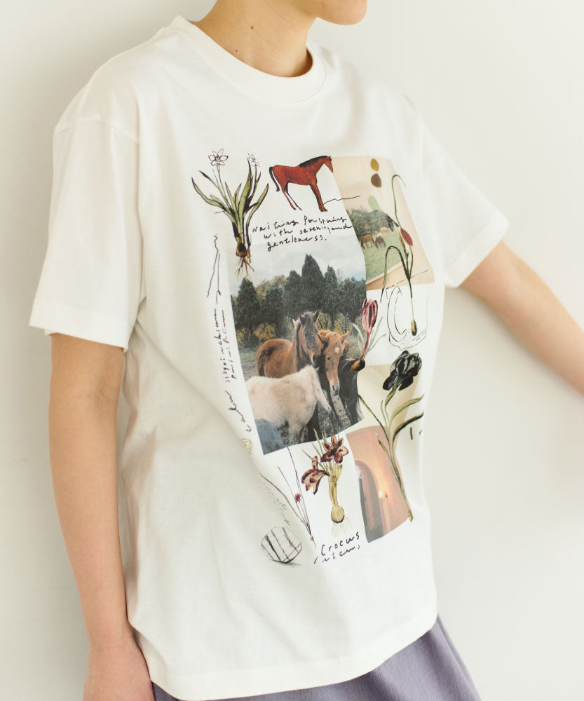 馬と球根花 半袖Tシャツ/SLN