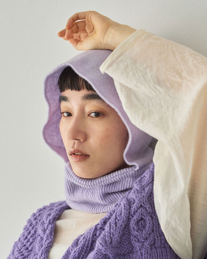 miahat & accessory ウールフード (リブタイプ）