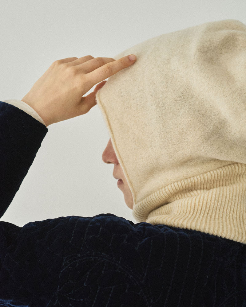 miahat & accessory ウールフード (リブタイプ）