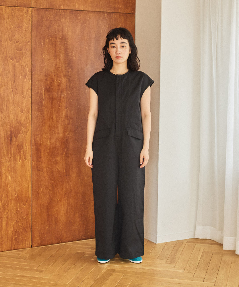 コットンリネンツイル　フレンチスリーブオールインワンサイズ1/UNIVERSALTISSU/TS250PT074