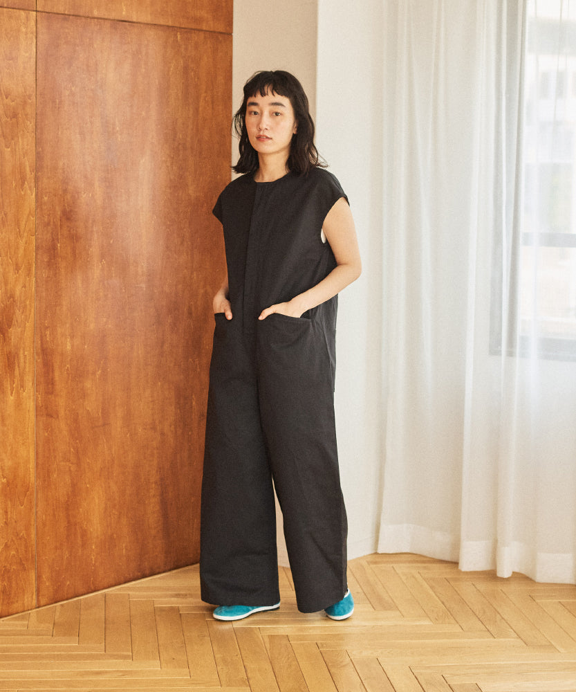 コットンリネンツイル　フレンチスリーブオールインワンサイズ1/UNIVERSALTISSU/TS250PT074