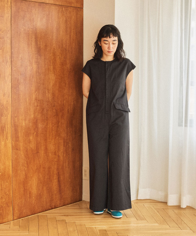 コットンリネンツイル　フレンチスリーブオールインワンサイズ1/UNIVERSALTISSU/TS250PT074