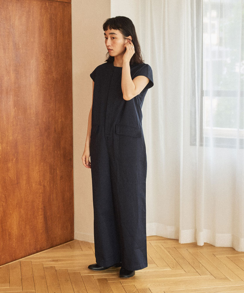 コットンリネンツイル　フレンチスリーブオールインワンサイズ1/UNIVERSALTISSU/TS250PT074