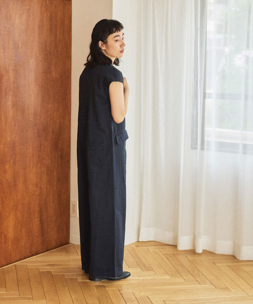 コットンリネンツイル　フレンチスリーブオールインワンサイズ1/UNIVERSALTISSU/TS250PT074