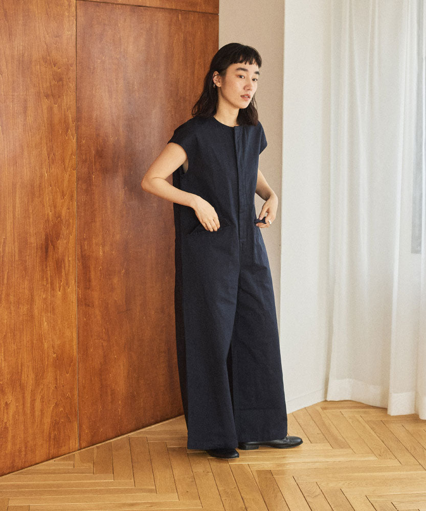 コットンリネンツイル　フレンチスリーブオールインワンサイズ1/UNIVERSALTISSU/TS250PT074