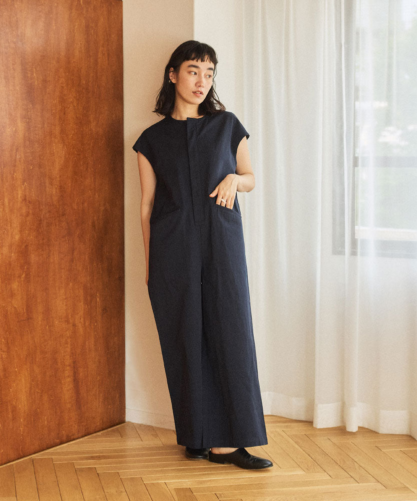 コットンリネンツイル　フレンチスリーブオールインワンサイズ1/UNIVERSALTISSU/TS250PT074