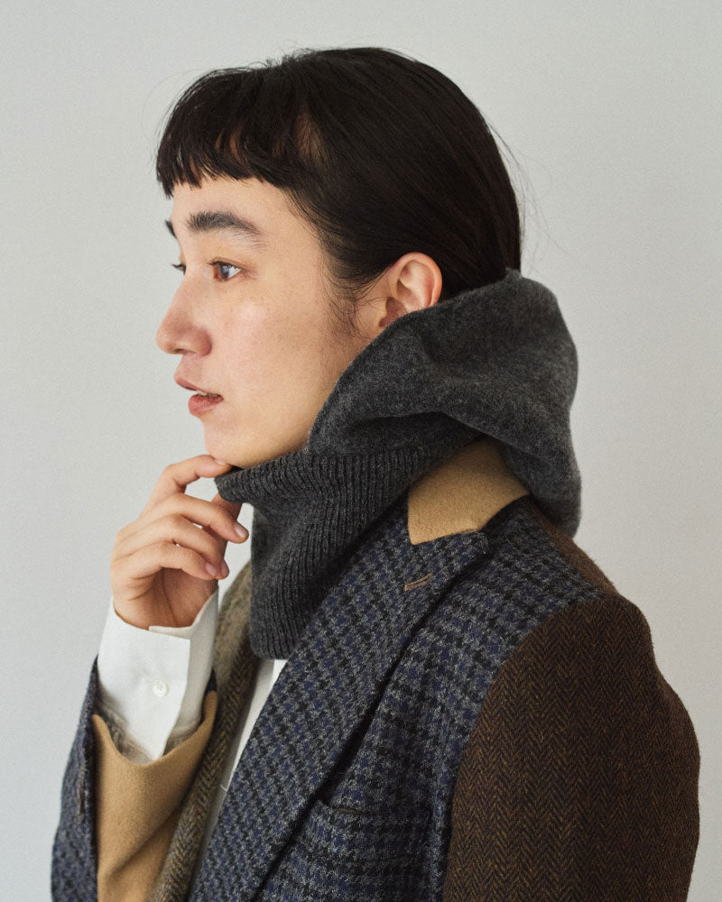 miahat & accessory ウールフード (リブタイプ）