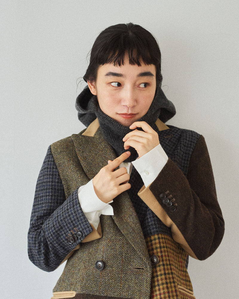 miahat & accessory ウールフード (リブタイプ）