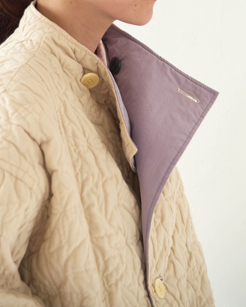 Geometric Leaves Quilted RV Coat/ JöICEADDED /J253CO01サイズ2