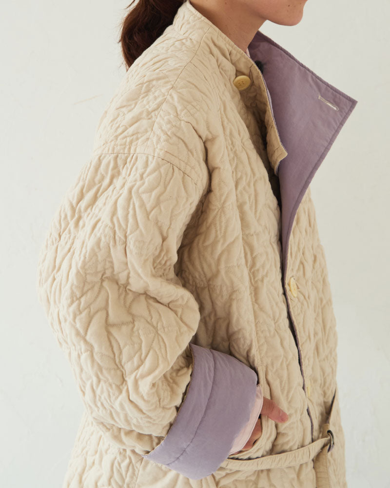 Geometric Leaves Quilted RV Coat/ JöICEADDED /J253CO01サイズ2