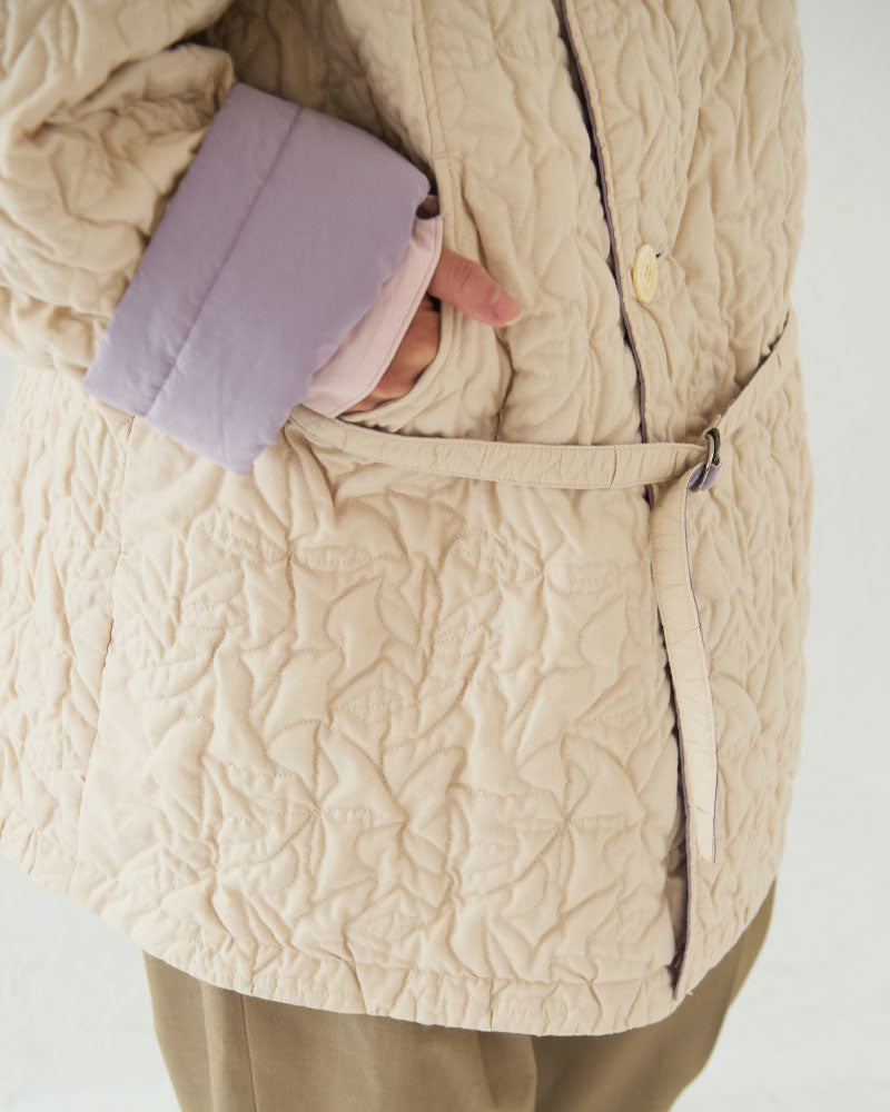 Geometric Leaves Quilted RV Coat/ JöICEADDED /J253CO01サイズ2