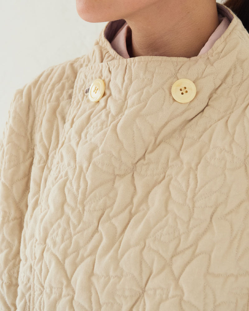 Geometric Leaves Quilted RV Coat/ JöICEADDED /J253CO01サイズ2