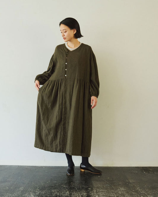 綿麻起毛ツイル ガウンワンピース/UNIVERSALTISSU/ US254OP025