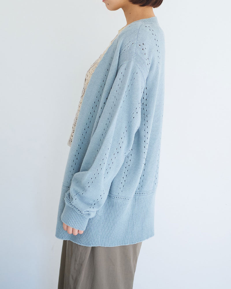 Geometric Eyelet Knit Cardigan/ JöICEADDED /J261KN01