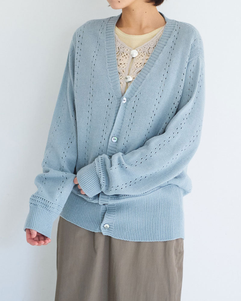 Geometric Eyelet Knit Cardigan/ JöICEADDED /J261KN01