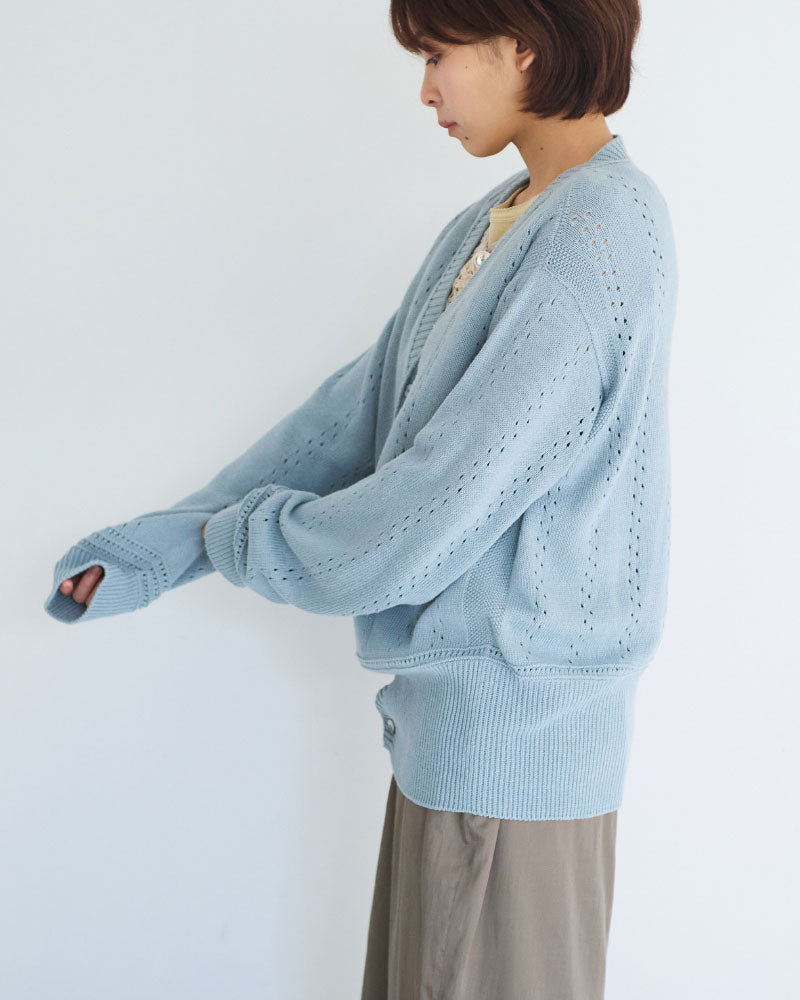 Geometric Eyelet Knit Cardigan/ JöICEADDED /J261KN01