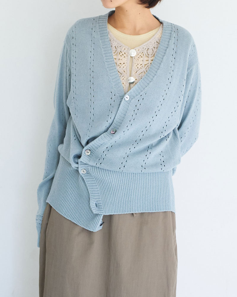 Geometric Eyelet Knit Cardigan/ JöICEADDED /J261KN01