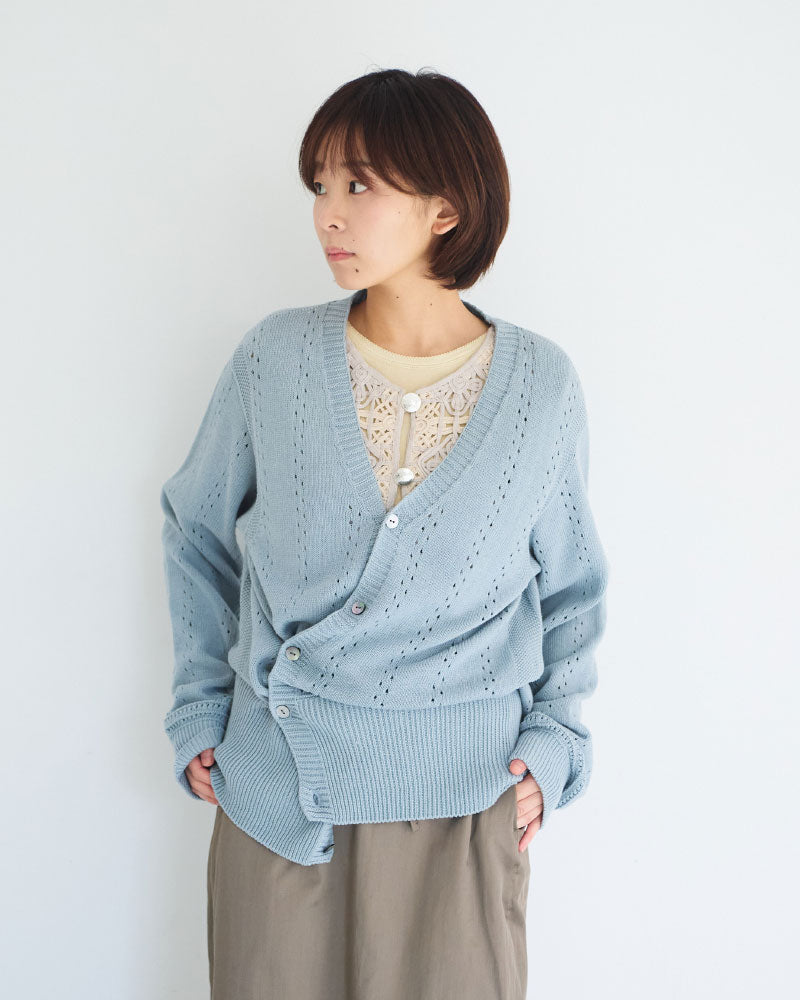 Geometric Eyelet Knit Cardigan/ JöICEADDED /J261KN01