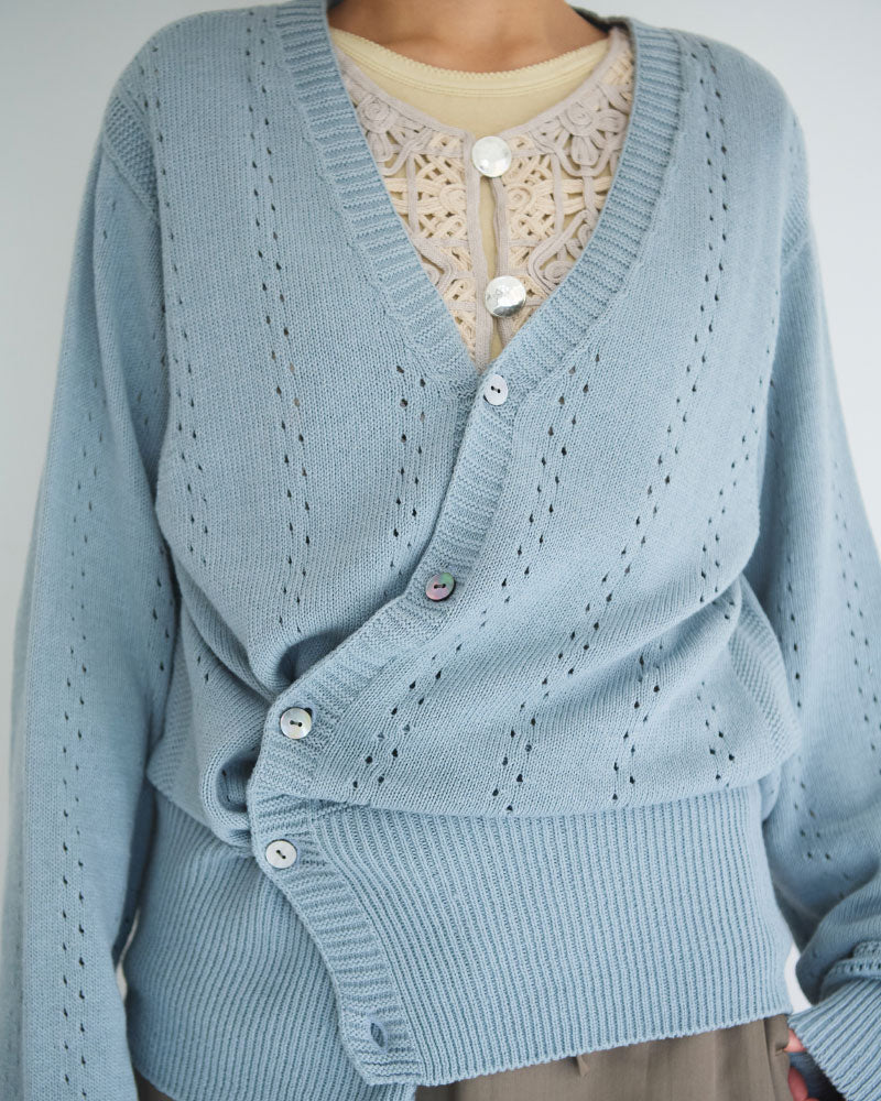 Geometric Eyelet Knit Cardigan/ JöICEADDED /J261KN01