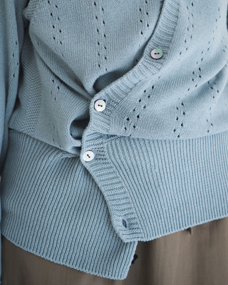 Geometric Eyelet Knit Cardigan/ JöICEADDED /J261KN01