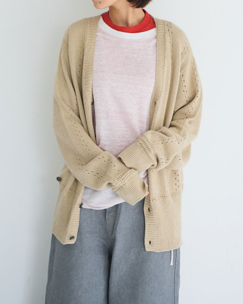 Geometric Eyelet Knit Cardigan/ JöICEADDED /J261KN01