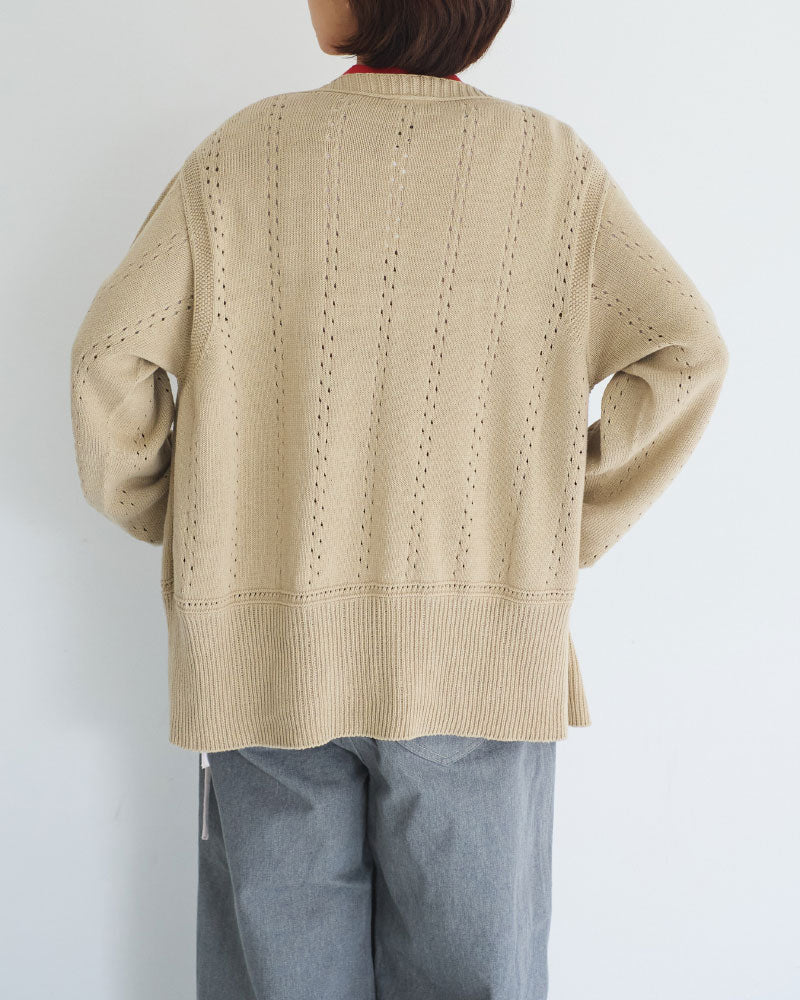 Geometric Eyelet Knit Cardigan/ JöICEADDED /J261KN01