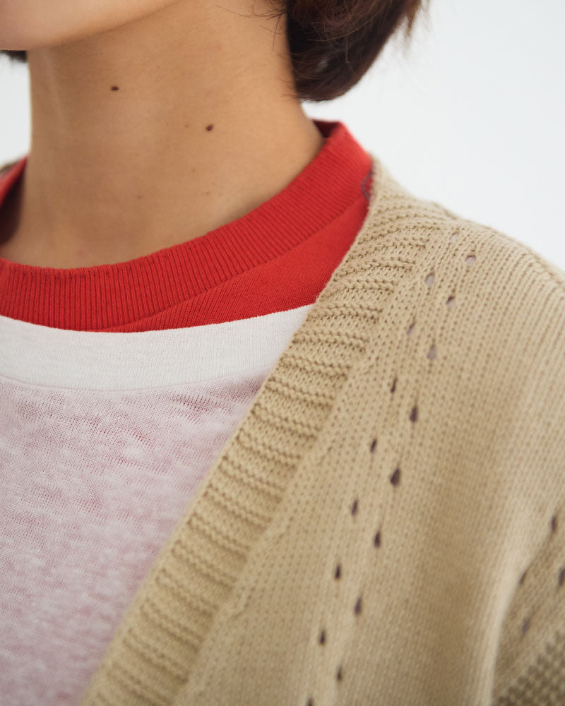 Geometric Eyelet Knit Cardigan/ JöICEADDED /J261KN01