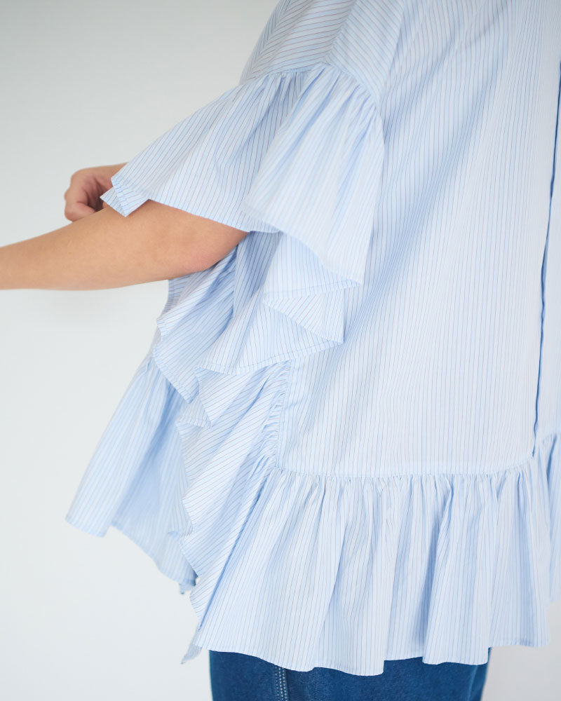 ナチュラルタ イプライター/ストライプ 2wayワイドフリルB L/UNIVERSALTISSU/UT261BL012