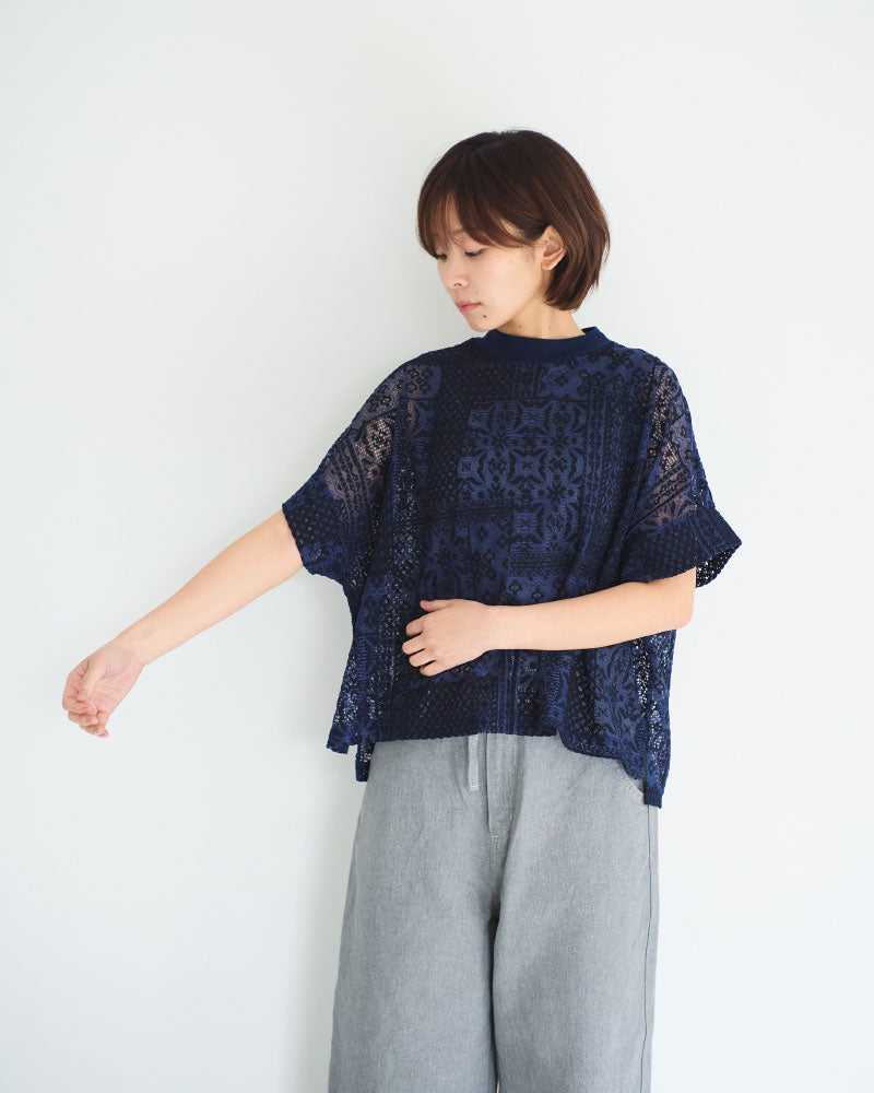 パッチワークレース　モックネックドルマンT/UNIVERSALTISSU/TS260CT088