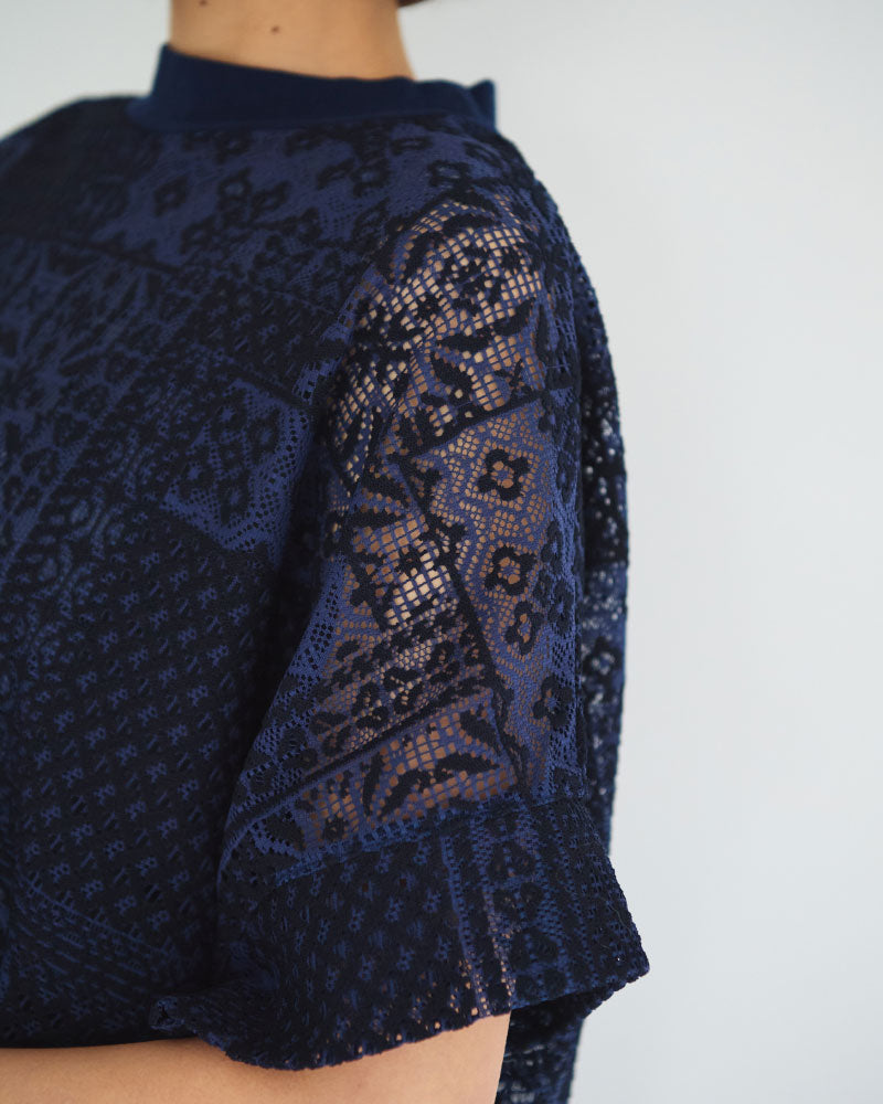 パッチワークレース　モックネックドルマンT/UNIVERSALTISSU/TS260CT088