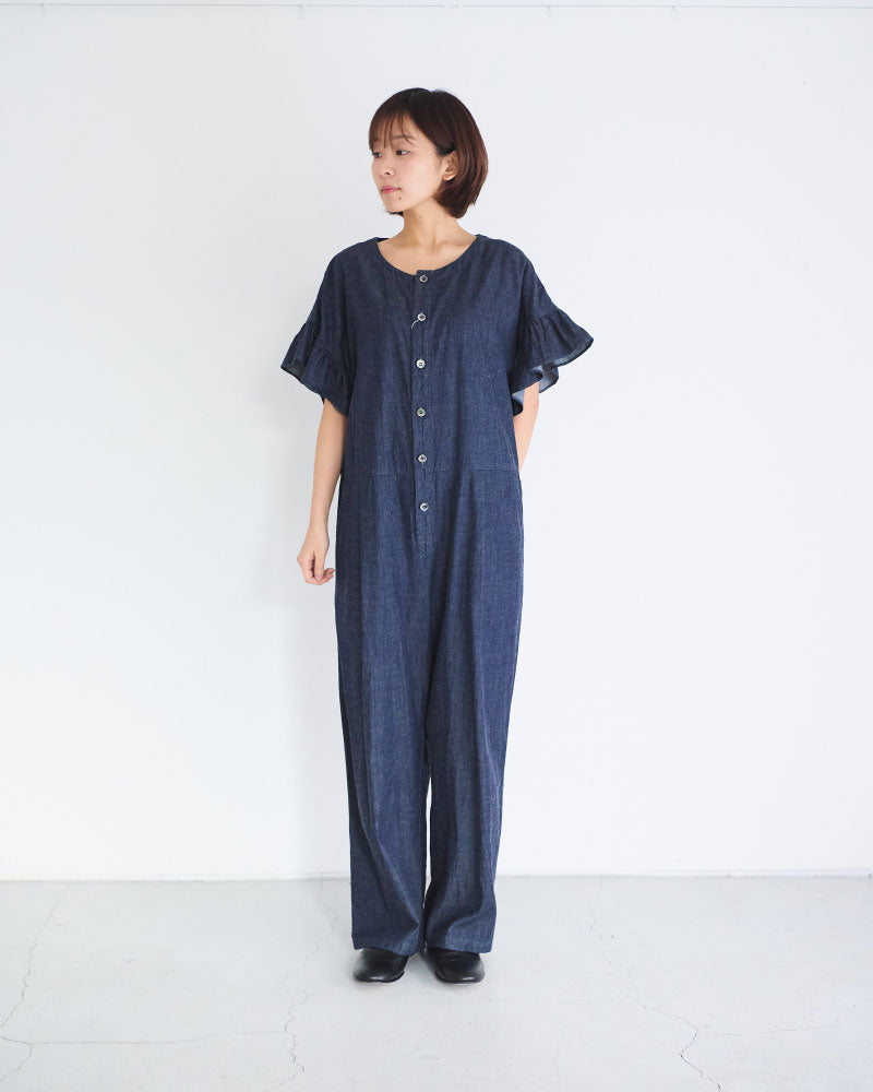 6oz デニム フリルスリーブ サロペッ トPT/UNIVERSALTISSU/US251PT021