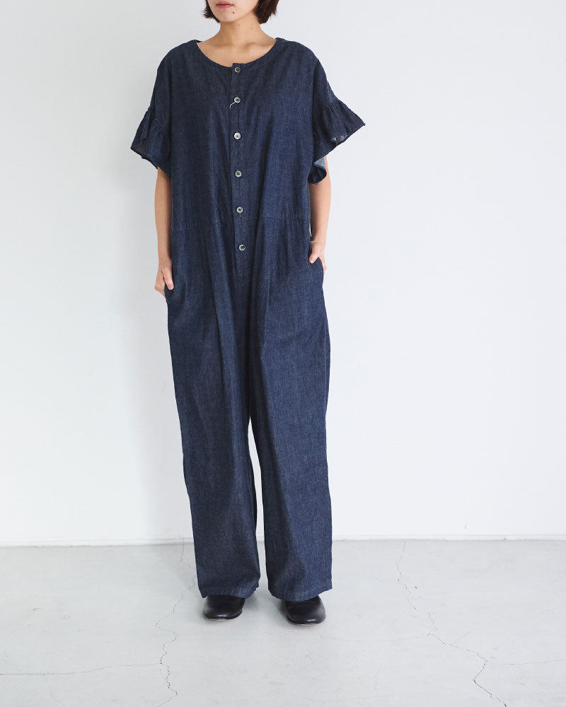 6oz デニム フリルスリーブ サロペッ トPT/UNIVERSALTISSU/US251PT021