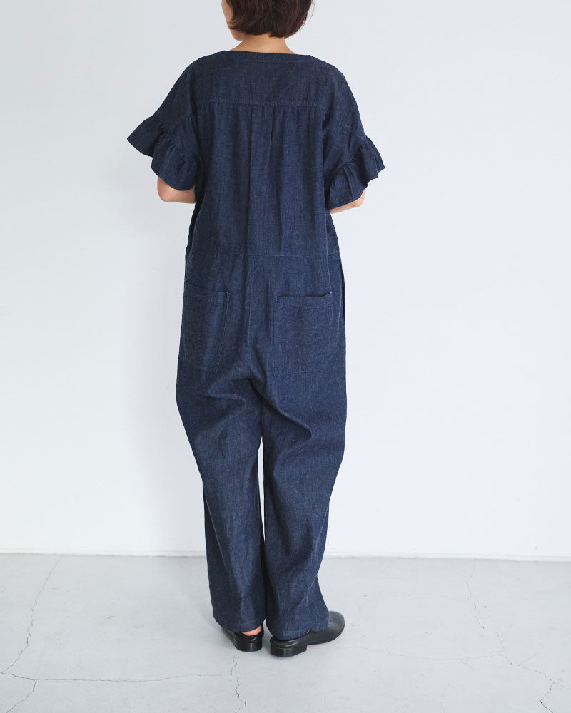 6oz デニム フリルスリーブ サロペッ トPT/UNIVERSALTISSU/US251PT021