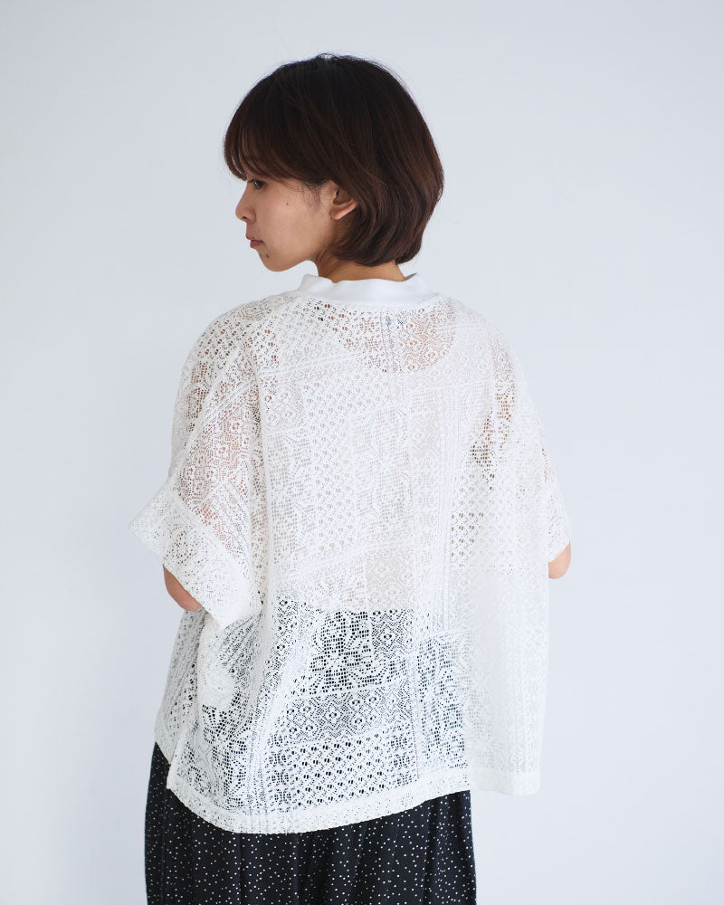 パッチワークレース　モックネックドルマンT/UNIVERSALTISSU/TS260CT088