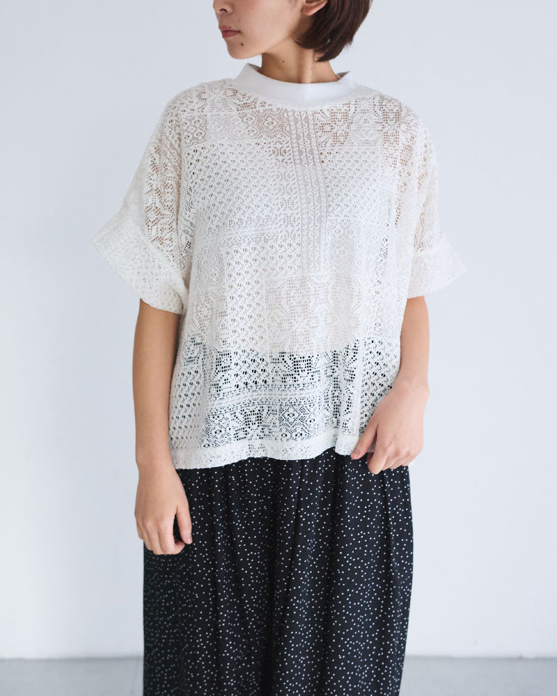 パッチワークレース　モックネックドルマンT/UNIVERSALTISSU/TS260CT088