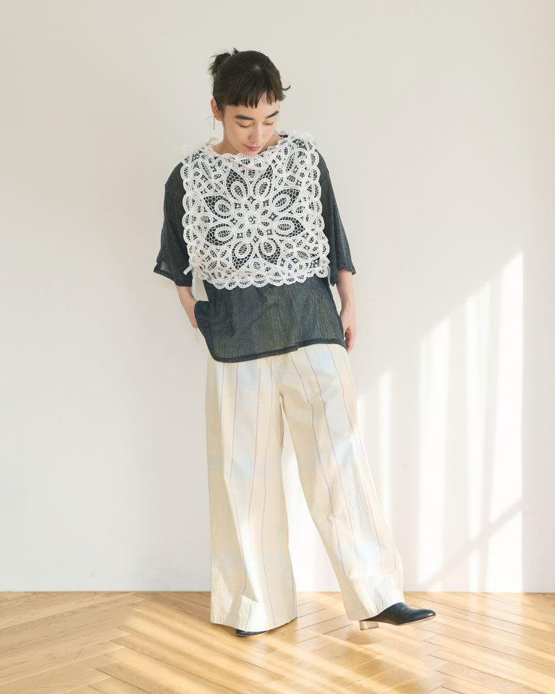CHECK SIDE LINE WIDE PANTS//MEYAME