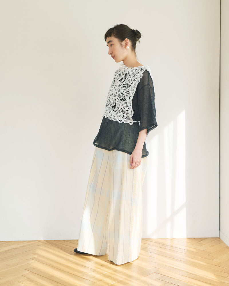 CHECK SIDE LINE WIDE PANTS//MEYAME