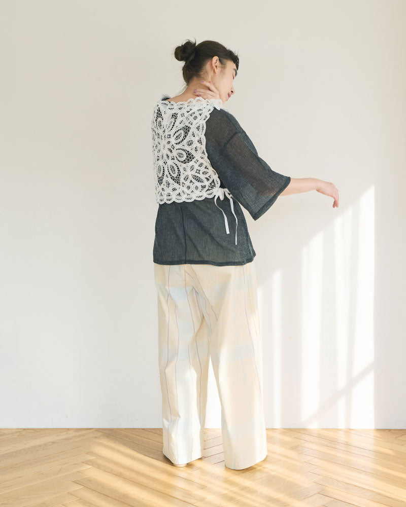 CHECK SIDE LINE WIDE PANTS//MEYAME