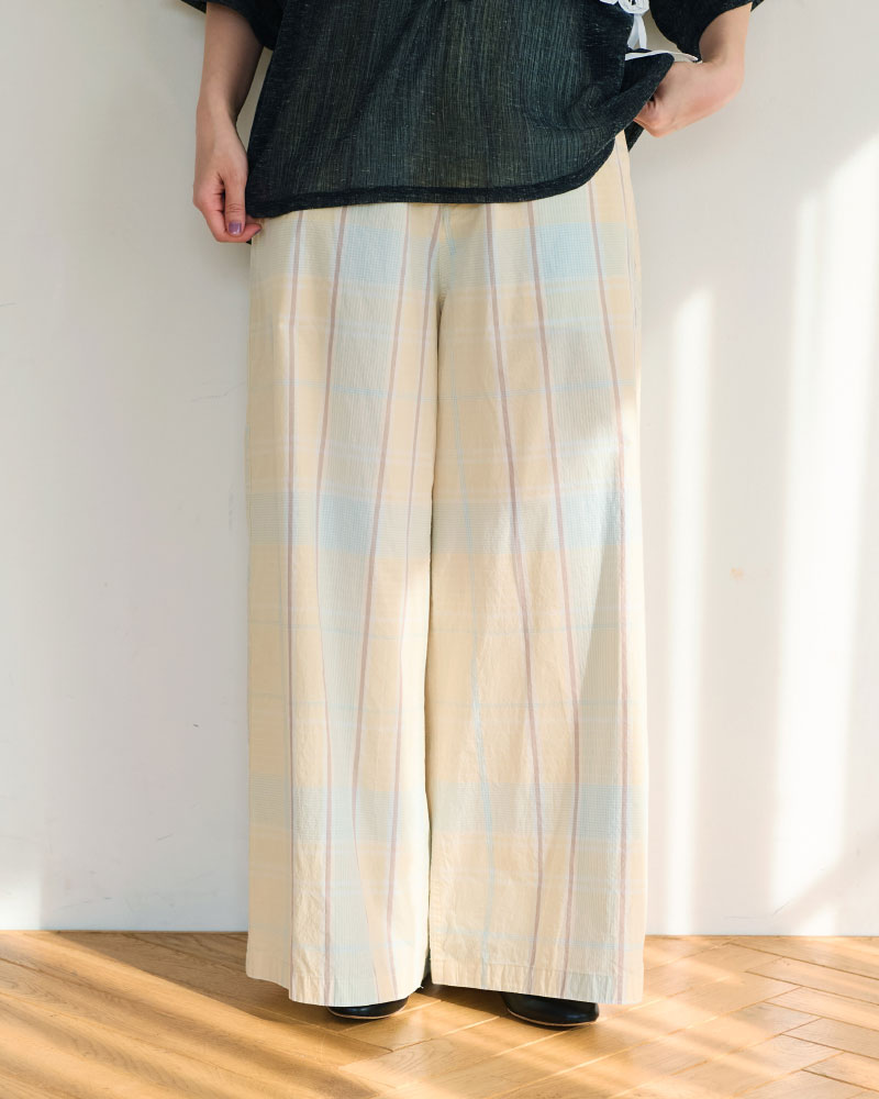 CHECK SIDE LINE WIDE PANTS//MEYAME