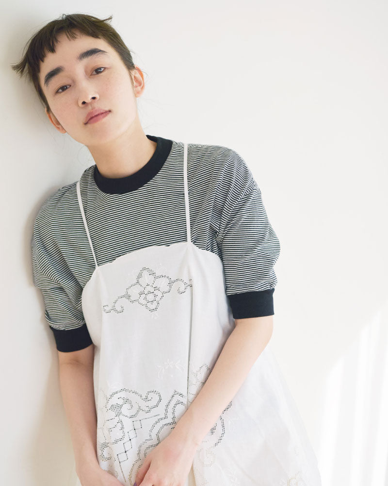 BORDER HALF SLEEVE TEE//MEYAME