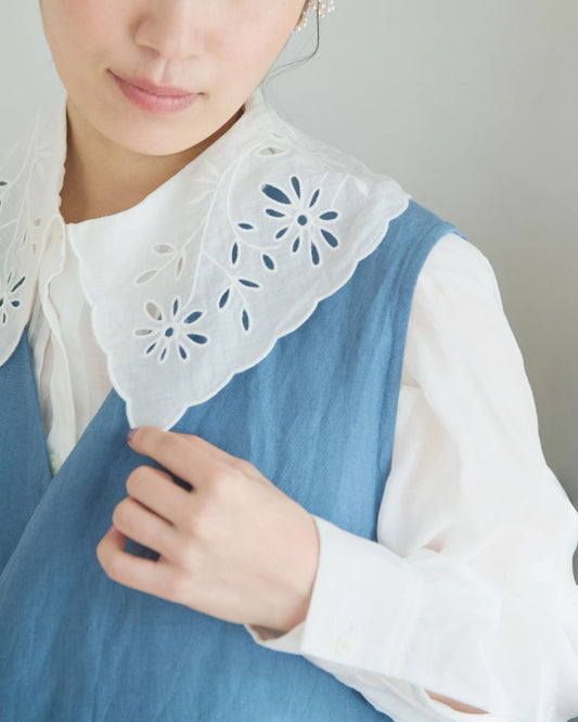 cutwork collar blouse/Hériter/H1-26-3012
