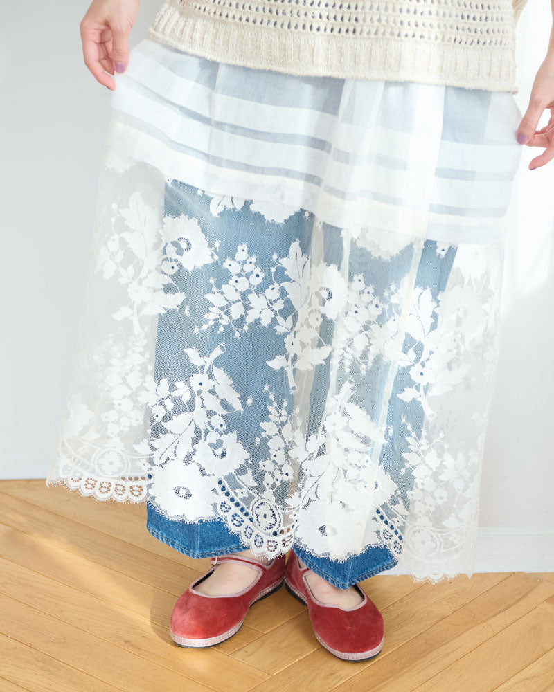 leaver lace lapskirt/Hériter/H1-26-4003