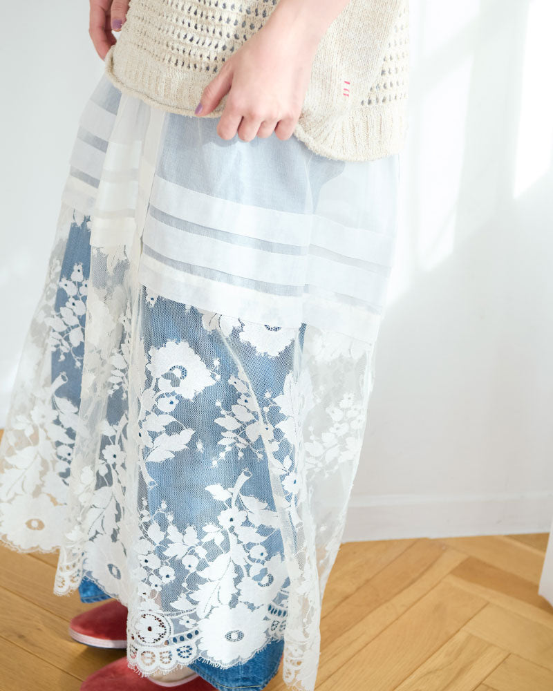 leaver lace lapskirt/Hériter/H1-26-4003