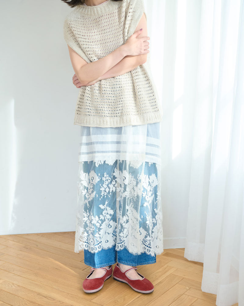 leaver lace lapskirt/Hériter/H1-26-4003