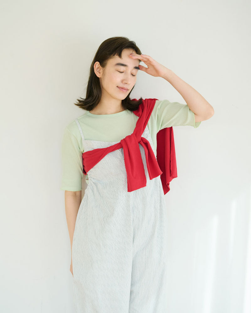 STRIPED GATHERED ALL-IN-ONE//MEYAME