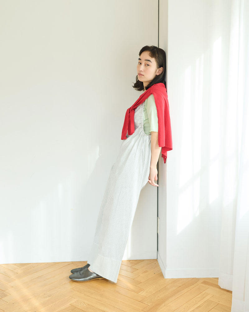 STRIPED GATHERED ALL-IN-ONE//MEYAME